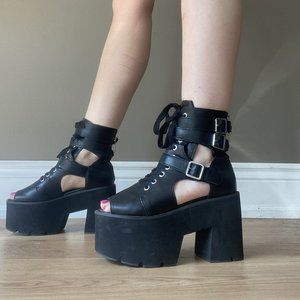 Killstar Open Toe Platform Boots